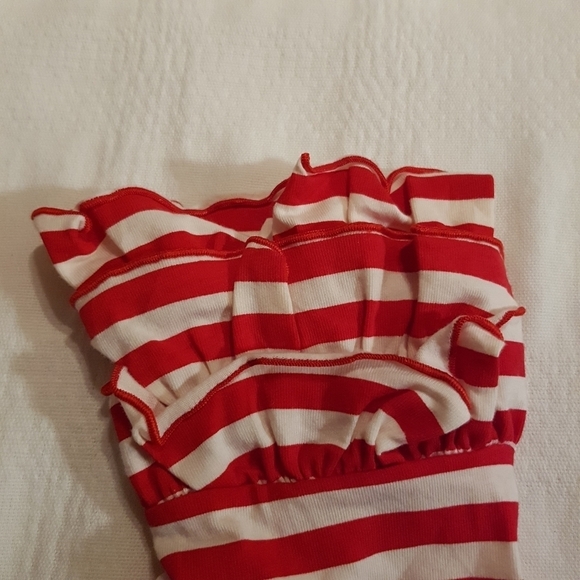 Youngland girls size 7 Red & white striped ruffle bottom pants, Holiday - Picture 2 of 3